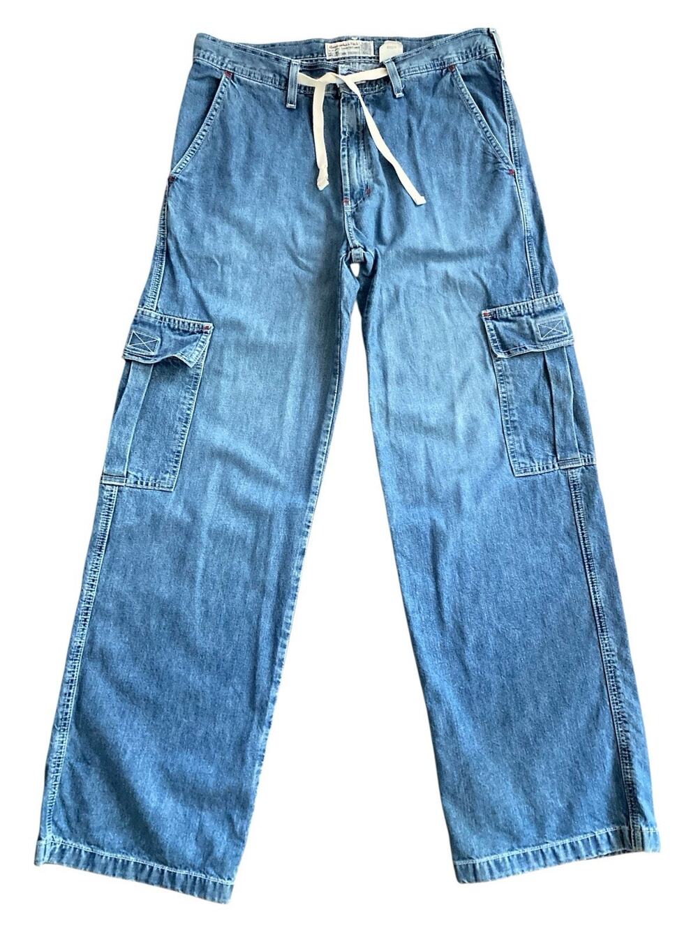 Vintage Abercrombie And Fitch 90s Y2k Cargo Baggy Carpenter Mid Rise Jeans M